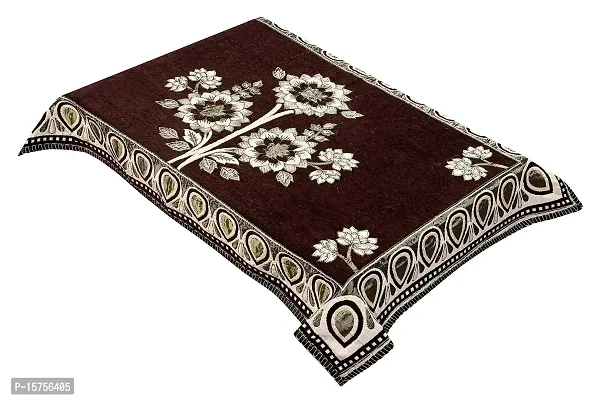 LUXURY CRAFTS Attractive Design Chenille 4 Seater(36x54 inches) Center Table Cover (Coffee)-thumb2