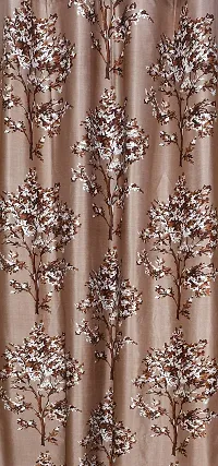 LUXURY CRAFTS Eyelet Polyester Door Curtain 7 feet x 4 feet (Light Brown)-Pack of 1-thumb3