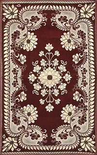 LUXURY CRAFTS Luxurious Attractive Design Chenille 4 Seater Center Table Cover (Maroon)-thumb1