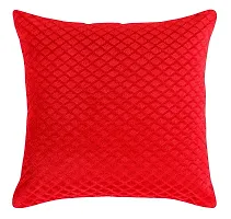 LUXURY CRAFTS Luxurious Velvet Super Soft Touch Cushion Cover Set - 16x16 inches (Pack of 5) (Red)-thumb1