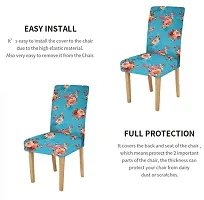 LUXURY CRAFTS? Floral Stretchable Printed Dining Chair Covers,Elastic Chair Seat Protector, Slipcovers,Chair Cover Floral(Sky Blue Floral)(Pack of 2)-thumb3