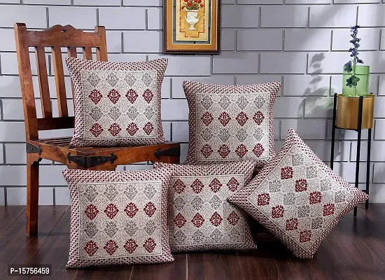 Luxury Crafts Cotton Cushion Cover Set - 16x16 inches (Pack of 5) (Maroon)