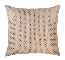 Luxury Crafts Luxurious Polyester Polka Dotted Cushion Cover Set - 16x16 inches (Pack of 5) (Beige)-thumb1