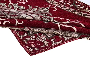 LUXURY CRAFTS Attractive Floral Design Chenille 4 Seater(36x54 inches) Center Table Cover (Maroon)-thumb2