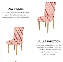 LUXURY CRAFTS? Floral Stretchable Printed Dining Chair Covers,Elastic Chair Seat Protector, Slipcovers,Chair Cover Floral(Light Pink)-thumb2