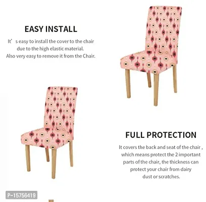 LUXURY CRAFTS? Floral Stretchable Printed Dining Chair Covers,Elastic Chair Seat Protector, Slipcovers,Chair Cover Floral(Light Pink)-thumb3