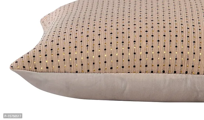 Luxury Crafts Luxurious Polyester Polka Dotted Cushion Cover Set - 16x16 inches (Pack of 5) (Beige)-thumb3