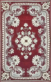 LUXURY CRAFTS Luxurious Attractive Design Chenille 4 Seater Center Table Cover (Maroon)-thumb2