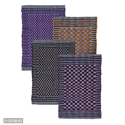 LUXURY CRAFTS Cotton Weaved Reversible Door Mat for Home Entrance or Outdoor -Set of 4 (Multicolor, Size- 38 X 57 cms)-thumb0