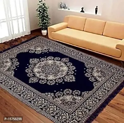 LUXURY CRAFTS Unique Design Cotton Carpet/Rug for Home/Living Room(4 x 6 feet) (Pack of 1) (Blue 1)-thumb0
