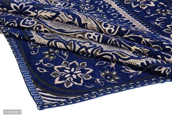 LUXURY CRAFTS Attractive Desigh Chenille 4 Seater(36x54 inches) Center Table Cover (Blue)-thumb4