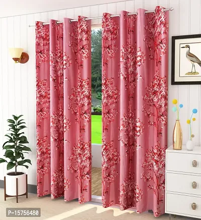 LUXURY CRAFTS Eyelet Polyester Door Curtain Drapes semi Transparent 7 feet x 4 feet (Light Pink  White)- Pack of 2
