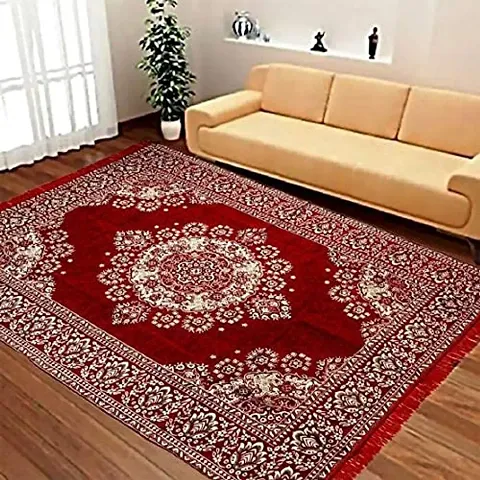 LUXURY CRAFTS Attractive Design Cotton Carpet for Living Room, (5 X 7 feet)(Rust)