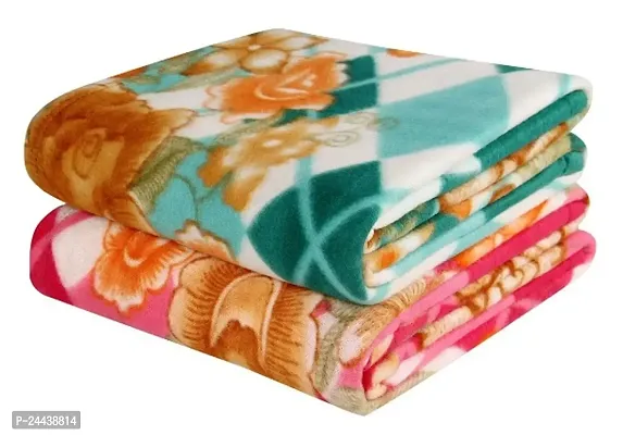 Luxury Crafts All Season Miltipurpose Polar Fleece warm  Single Bed Blanket/Light Weight Blanket(Multi)-Pack of 2