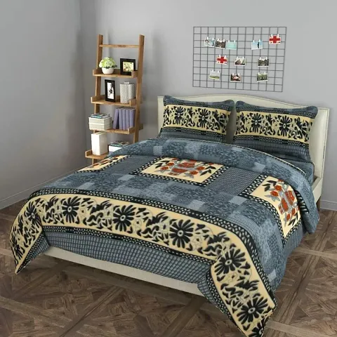 Soft Woolen Printed Double Bedsheet with Two Pillow Covers