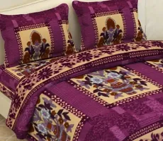 Classic Wool Printed Double Bedsheet With Pillow Covers-thumb1