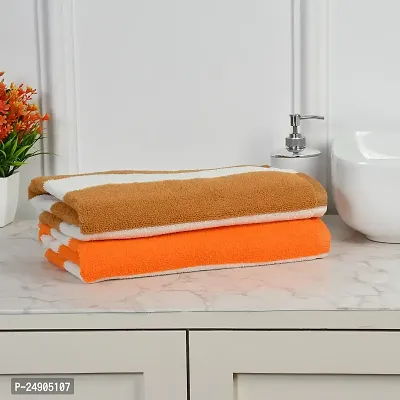 Luxury Crafts Towels for Bath, 100% Cotton, Highly Absorbent, Bathroom Towels, Super Soft, Bath Towel Set, Soft Comfort, 250 GSM,27x54 inches(Pack of 2 pcs)-Beige  Orange