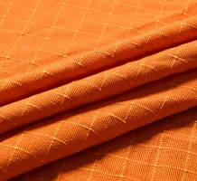 LUXURY CRAFTS Luxurious Attractive Design Cotton 4 Seater Center Table Cover Size-36x54 inches -Orange check-thumb2