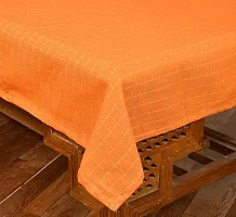 LUXURY CRAFTS Luxurious Attractive Design Cotton 4 Seater Center Table Cover Size-36x54 inches -Orange check-thumb3