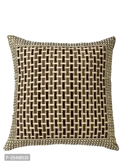 Luxury Crafts Cotton 250 TC Cushion Cover/Pillow Cover/Cushion Pillow Cover- 16x16 inch, 5 Piece(Brown)-thumb2