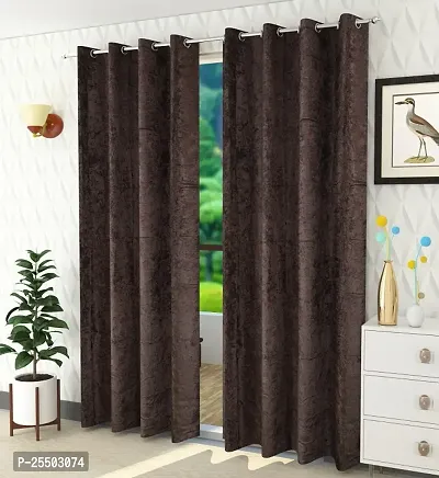 LUXURY CRAFTS Luxurious Velvet 100% Blackout Door Eyelet Heavy Panels| Solid Curtain| Door Curtain| Door Panel|Room Drkning Curtain|Drapes| 7 feet x 4 feet (Pack of 1) -Coffee-thumb0