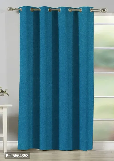 LUXURY CRAFTS Luxurious Jute Solid 100% Blackout Door Eyelet Heavy Panels| Solid Curtain| Door Curtain| Door Panel|Room Drkning Curtain|Drapes| 7 feet x 4 feet (Pack of 1) -Sky Blue-thumb0