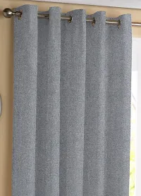 LUXURY CRAFTS Luxurious Jute Solid 100% Blackout Door Eyelet Heavy Panels| Solid Curtain| Door Curtain| Door Panel|Room Drkning Curtain|Drapes| 7 feet x 4 feet (Pack of 1) - Grey-thumb1