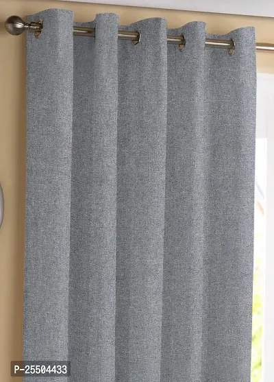 LUXURY CRAFTS Luxurious Jute Solid 100% Blackout Door Eyelet Heavy Panels| Solid Curtain| Door Curtain| Door Panel|Room Drkning Curtain|Drapes| 7 feet x 4 feet (Pack of 1) - Grey-thumb2