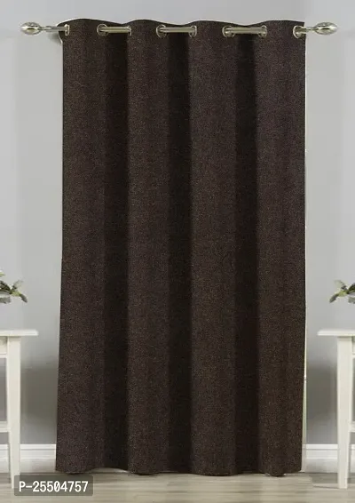 LUXURY CRAFTS Luxurious Jute Solid 100% Blackout Door Eyelet Heavy Panels| Solid Curtain| Door Curtain| Door Panel|Room Drkning Curtain|Drapes| 7 feet x 4 feet (Pack of 1) (Coffee)-thumb0