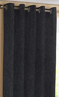 LUXURY CRAFTS Luxurious Jute Solid 100% Blackout Door Eyelet Heavy Panels| Solid Curtain| Door Curtain| Door Panel|Room Drkning Curtain|Drapes| 7 feet x 4 feet (Pack of 1) -Black-thumb1