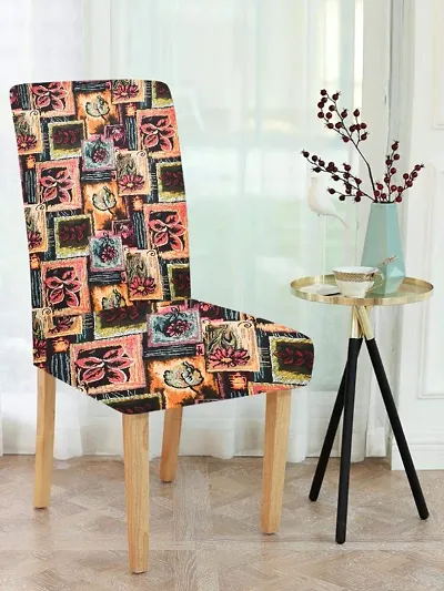 LUXURY CRAFTS Floral Stretchable Printed Dining Chair Covers,Elastic Chair Seat Protector, Slipcover,Chair Cover,chair seat cover Floral(Multi)(Pack of 1)