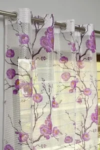 Luxury Crafts  Transparent Net Polyester Door curtain  Set of 4 pcs, 4x7 Feet, Set of 4-Puple flower-thumb1