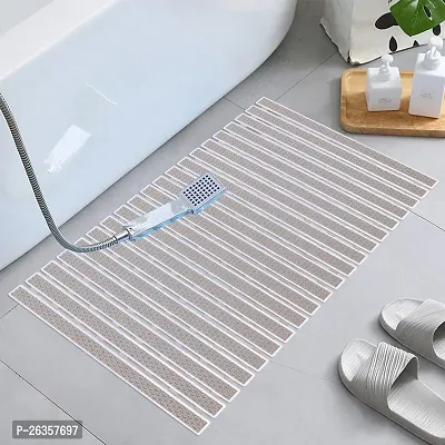 Luxury Crafts  Heavy Quality Anti Skid Shower Mat, PVC Mat,Non Slip Bathtub Mat with Suction Cups and Drain Holes,mats for Floor,Bathroom Mat(Size: 16x27 inches)- Beige