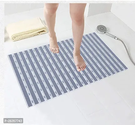 Luxury Crafts  Heavy Quality Anti Skid Shower Mat, PVC Mat,Non Slip Bathtub Mat with Suction Cups and Drain Holes,mats for Floor,Bathroom Mat(Size: 16x27 inches)- Grey-thumb0