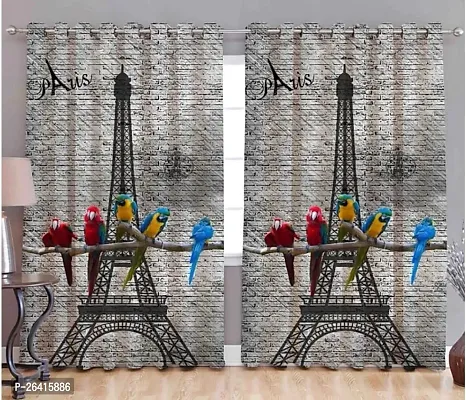 LUXURY CRAFTS Eyelet Digital Printed Polyester Door Curtain (4x7 feet) (Multicolor)- Pack of 2-thumb0