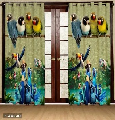 LUXURY CRAFTS Eyelet Digital Printed Polyester Door Curtain (4x7 feet) (Multicolor)- Pack of 2-thumb0