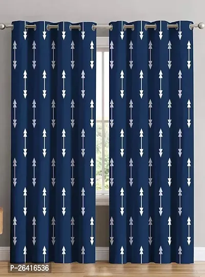 LUXURY CRAFTS Eyelet Digital Printed Polyester Door Curtain (4x7 feet) (Blue)- Pack of 2-thumb0