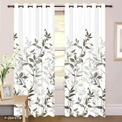 LUXURY CRAFTS Eyelet Digital Printed Polyester Door Curtain (4x7 feet) (White)- Pack of 2-thumb0