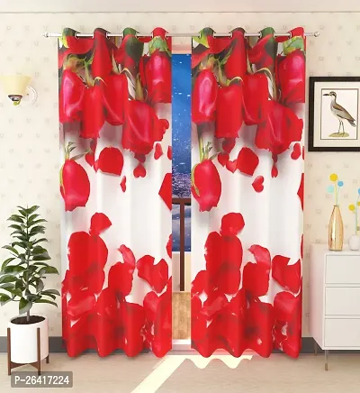 LUXURY CRAFTS Eyelet Digital Printed Polyester Door Curtain (4x7 feet) (Multicolor)- Pack of 2-thumb0