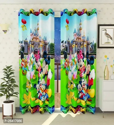 LUXURY CRAFTS Eyelet Digital Printed Polyester Door Curtain (4x7 feet) (Multicolor)- Pack of 2-thumb0