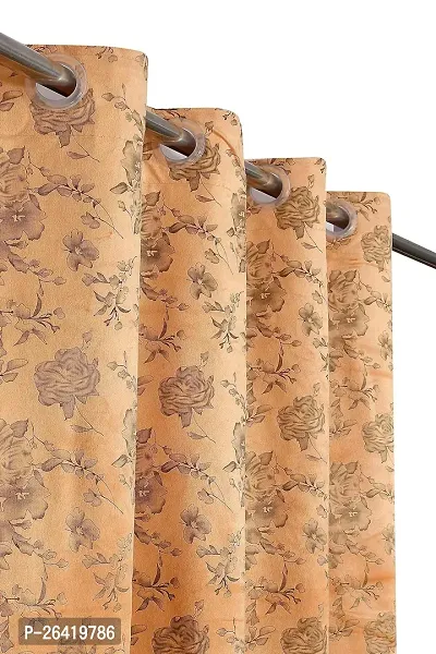LUXURY CRAFTS Luxurious Velvet Silk Self Designer 100% Blackout Door Eyelet Heavy Panels| Solid Curtain| Door Curtain| Door Panel|Room Drkning Curtain| 7 feet x 4 feet (Pack of 2) (Beige)-thumb4