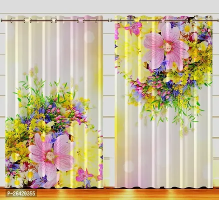 LUXURY CRAFTS Eyelet Digital Printed Polyester Door Curtain|Door Panel|Door Long Curtain (4x7 feet) (Multicolor)- Pack of 2