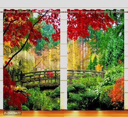 LUXURY CRAFTS Eyelet Digital Printed Polyester Door Curtain|Door Panel|Door Long Curtain (4x7 feet) (Multicolor)- Pack of 2-thumb0