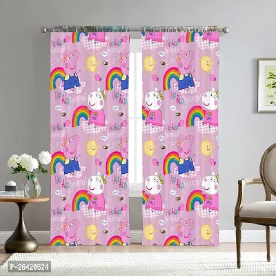 LUXURY CRAFTS Eyelet Digital Printed Polyester Door Curtain (4x7 feet) (Multicolor)- Pack of 2