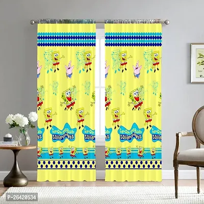 LUXURY CRAFTS Eyelet Digital Printed Polyester Door Curtain (4x7 feet) (Multicolor)- Pack of 2