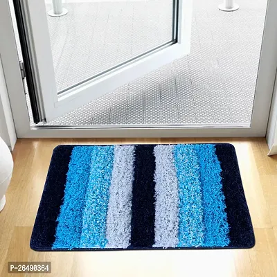 LUXURY CRAFTS Multipurpose Super Soft Microfiber Ultra Water Absorbent Anti Slip Bathmat cum Doormat|Doormat|Door Entrance Mat (40 cm x 60 cm)(Pack of 1)-Blue