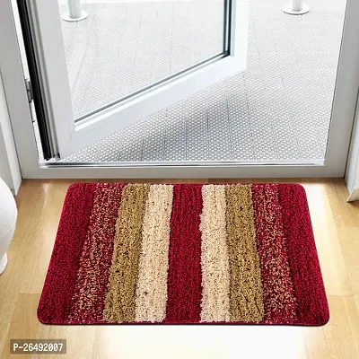 LUXURY CRAFTS Multipurpose Super Soft Microfiber Ultra Water Absorbent Anti Slip Bathmat cum Doormat|Doormat|Door Entrance Mat (40 cm x 60 cm)(Pack of 1)-Maroon-thumb0