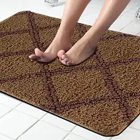 LUXURY CRAFTS Multipurpose Super Soft Microfiber Ultra Water Absorbent Anti Slip Bathmat cum Doormat|Doormat|Door Entrance Mat (40 cm x 60 cm)(Pack of 1)-Brown-thumb1