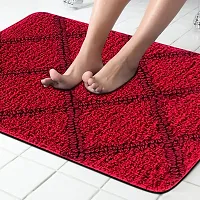 LUXURY CRAFTS Multipurpose Super Soft Microfiber Ultra Water Absorbent Anti Slip Bathmat cum Doormat|Doormat|Door Entrance Mat (40 cm x 60 cm)(Pack of 1)-Red-thumb1