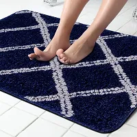 LUXURY CRAFTS Multipurpose Super Soft Microfiber Ultra Water Absorbent Anti Slip Bathmat cum Doormat|Doormat|Door Entrance Mat (40 cm x 60 cm)(Pack of 1)-Blue-thumb1